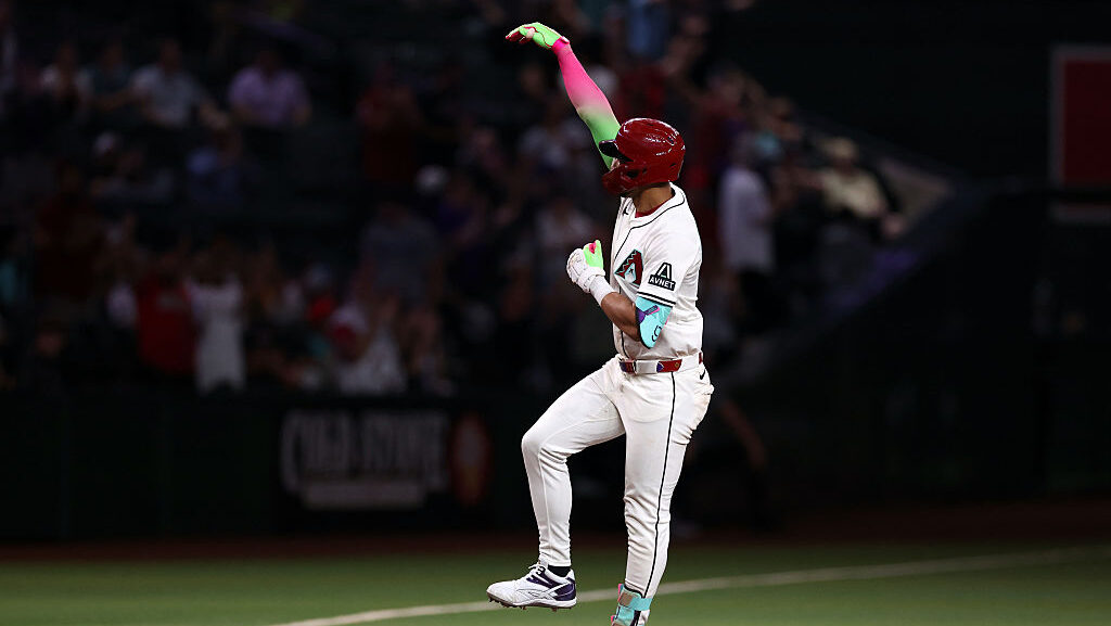 Lourdes Gurriel Jr. #12 of the Arizona Diamondbacks...