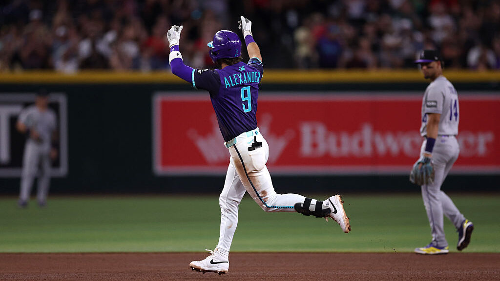 Blaze Alexander #9 of the Arizona Diamondbacks...