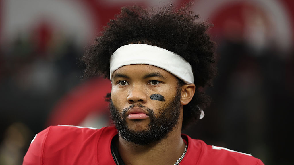 Quarterback Kyler Murray #1 of the Arizona Cardinals stands on the field before the NFL Preseason 2...