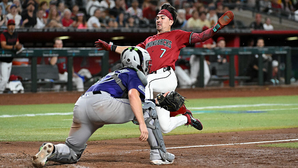 Corbin Carroll #7 of the Arizona Diamondbacks...