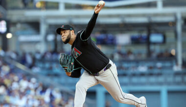 Starting pitcher Eduardo Rodriguez #57 of the Arizona Diamondbacks...