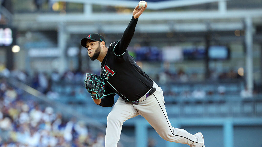 Starting pitcher Eduardo Rodriguez #57 of the Arizona Diamondbacks...
