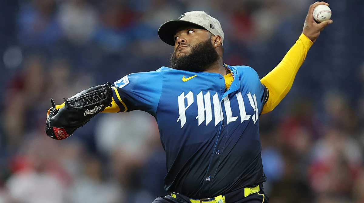 Philadelphia Phillies pitcher José Alvarado (46) pitches during the ninth inning against the Pittsburgh Pirates at Citizens Bank Park.