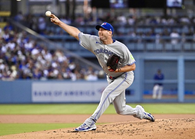 Starting pitcher Max Scherzer #31 of the Toronto Blue Jays...