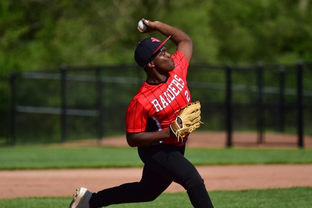 Ecorse sophomore Kaleb Chandler allowed just one run on five hits in 5.1 relief innings of work in the Red Raiders' 6-4 road loss at Flat Rock on May 16, 2025. (ALEXANDER MULLER -- MediaNews Group)