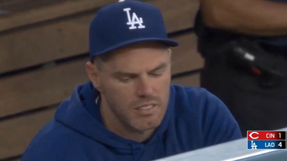 Freddie Freeman of the LA Dodgers appearing upset.