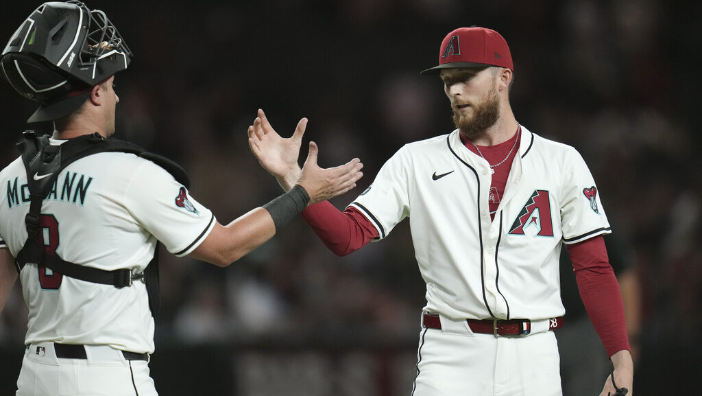 Arizona Diamondbacks pitcher Kyle Backhus,...