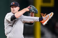 Detroit Tigers pitcher Tarik Skubal delivers during the first inning of baseball game...