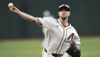 Arizona Diamondbacks starting pitcher Merrill Kelly...