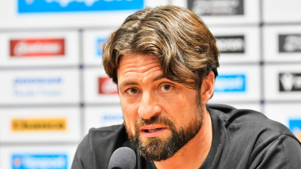 Rangers manager Russell Martin speaking at a press conference