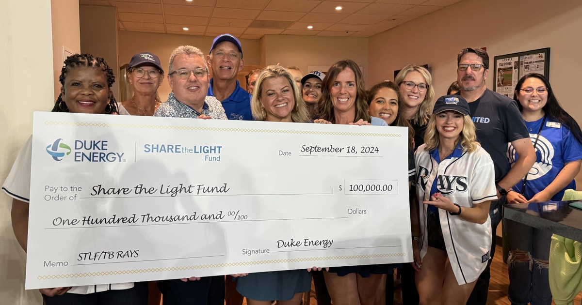 Duke Energy, Tampa Bay Rays team up with $100,000 donation to help Florida customers pay their energy bills | Duke Energy
