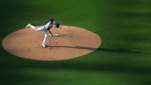 Michael King #34 of the San Diego Padres pitches against the Boston Red Sox during the second inning at Petco Park on Saturday, Aug. 9, 2025 in San Diego, CA. (Meg McLaughlin / The San Diego Union-Tribune)