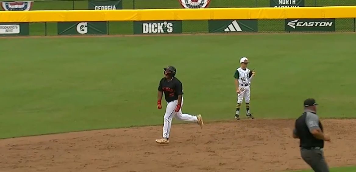 Lake Mary's Jacob Brown rounds the bases after hitting a 3-run home run against South Carolina. (ESPN)