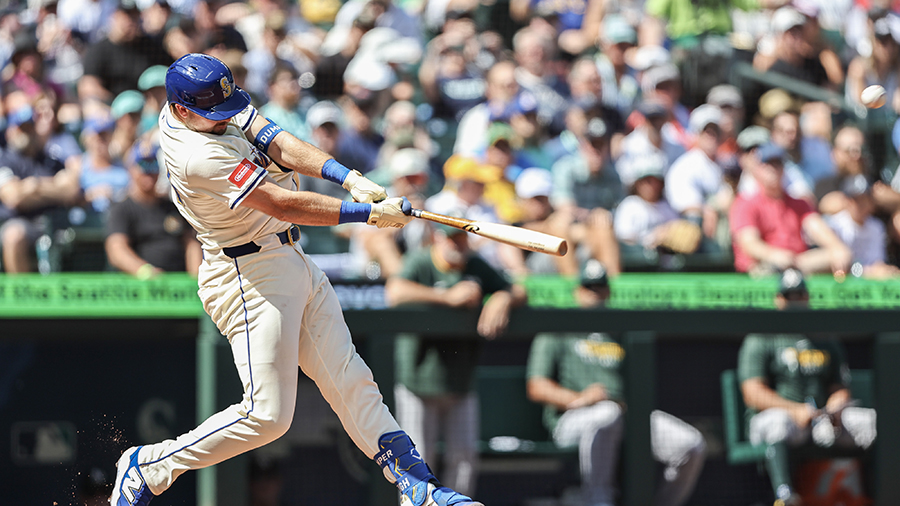 Seattle Mariners Cal Raleigh history 49th home run Athletics 2025...