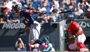 Seattle Mariners Julio Rodriguez infield base hit Cleveland Guardians 2025...