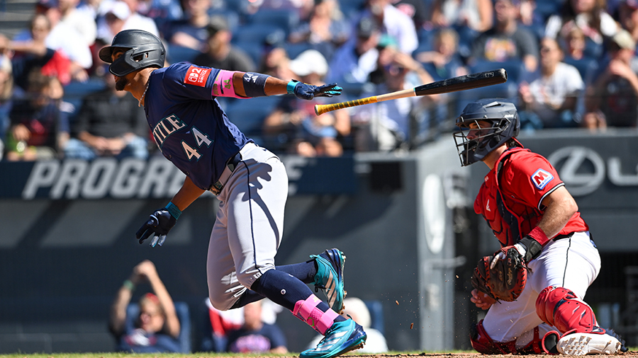 Seattle Mariners Julio Rodriguez infield base hit Cleveland Guardians 2025...