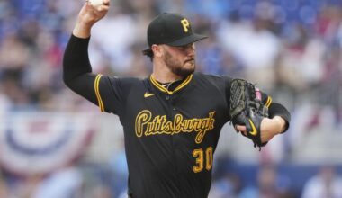 Pittsburgh Pirates pitcher Paul Skenes (30) throws during the first inning of an opening-day baseball game against the Miami Marlins, Thursday, March 27, 2025, in Miami. (AP Photo/Lynne Sladky)