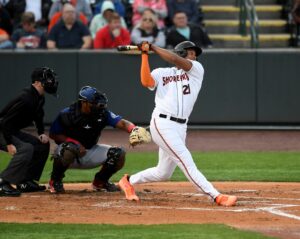 Orioles prospects Samuel Basallo (pictured) and Creed Willems are both flourishing in the minor leagues.