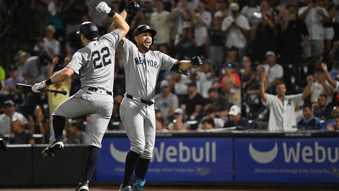 Giancarlo Stanton hits two of Yankees' nine home runs in 13-3 rout of Rays - SNY
