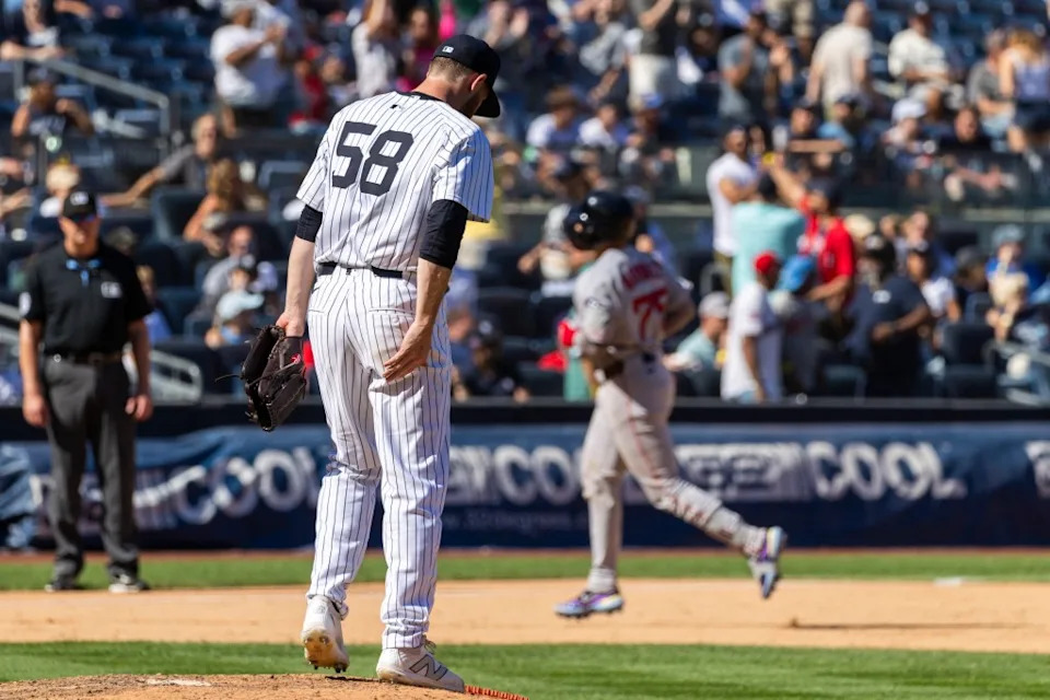 Paul Blackburn reacts after allowing a home run during the Yankees’ Aug. 23 loss. Corey Sipkin for the NY Post