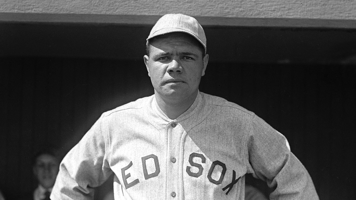 Babe Ruth in a Boston Red Sox uniform
