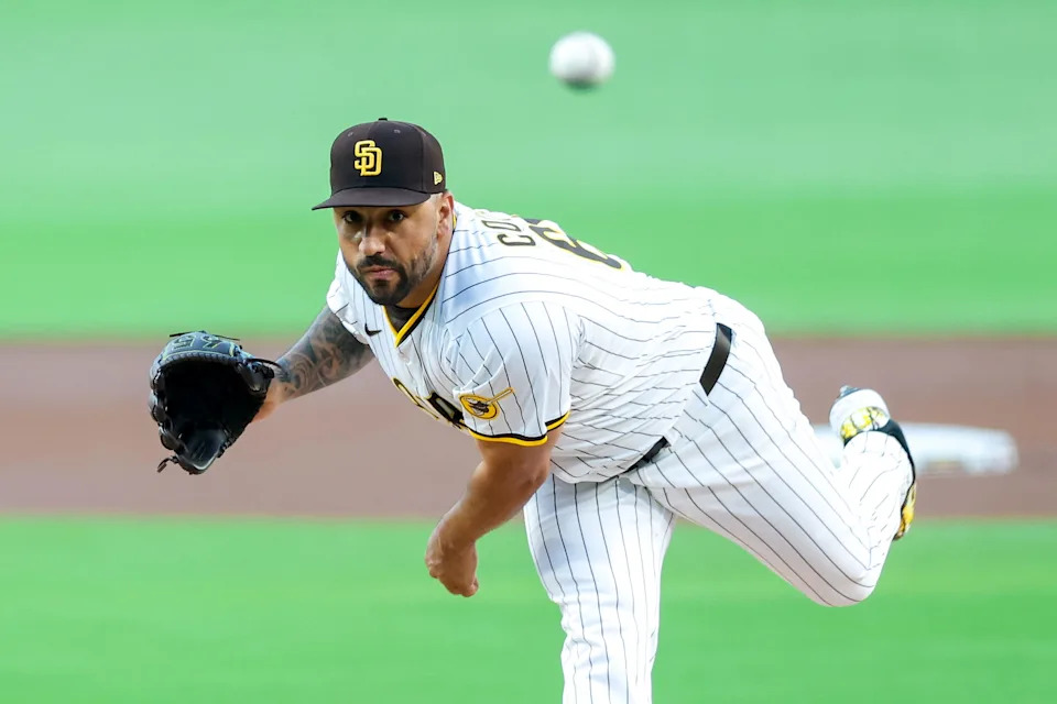 San Diego Padres starting pitcher Nestor Cortes (65) throws a pitch during the first inning against the San Francisco Giants at Petco Park on Aug. 18, 2025.