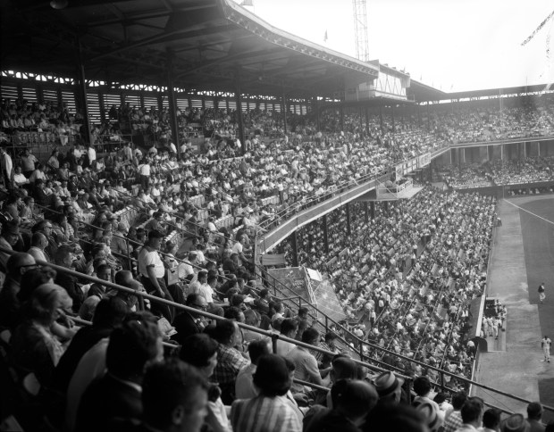 A large crowd turned out at Comiskey Park to watch the White Sox beat the Yankees, 5-2, on June 24, 1963. (Jim Mescall/Chicago Tribune)
