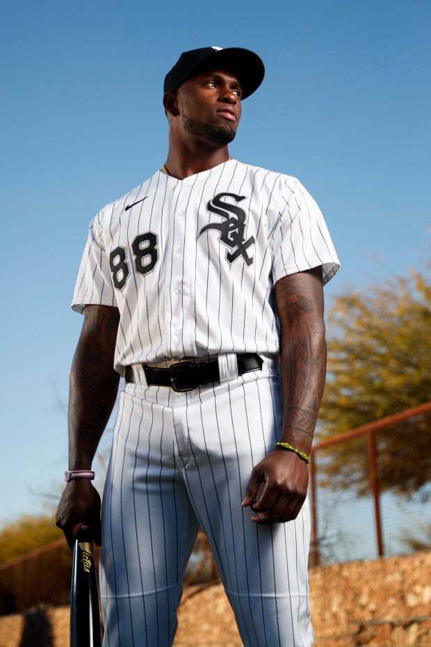 White Sox Luis Robert Jr. at spring training at Camelback...