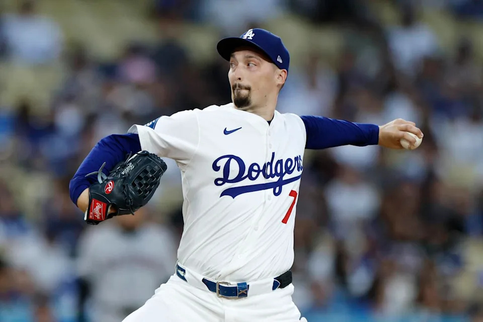 Dodgers pitcher Blake Snell delivers in the first inning Friday against the Diamondbacks.