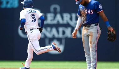 Myles Straw stirs the drink for Blue Jays in 14-2 trouncing of Texas Rangers