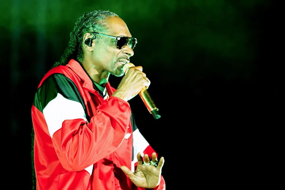 Snoop Dogg performs after the Reds-Phillies game