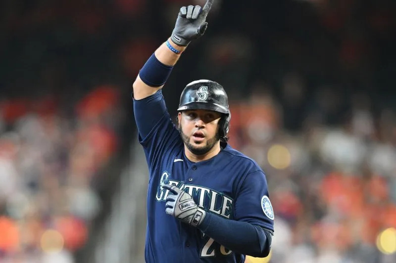 Seattle Mariners third baseman Eugenio Suarez went 1 for 4 with two RBIs in a win over the Tampa Bay Rays on Sunday in Seattle. File Photo by Maria Lysaker/UPI