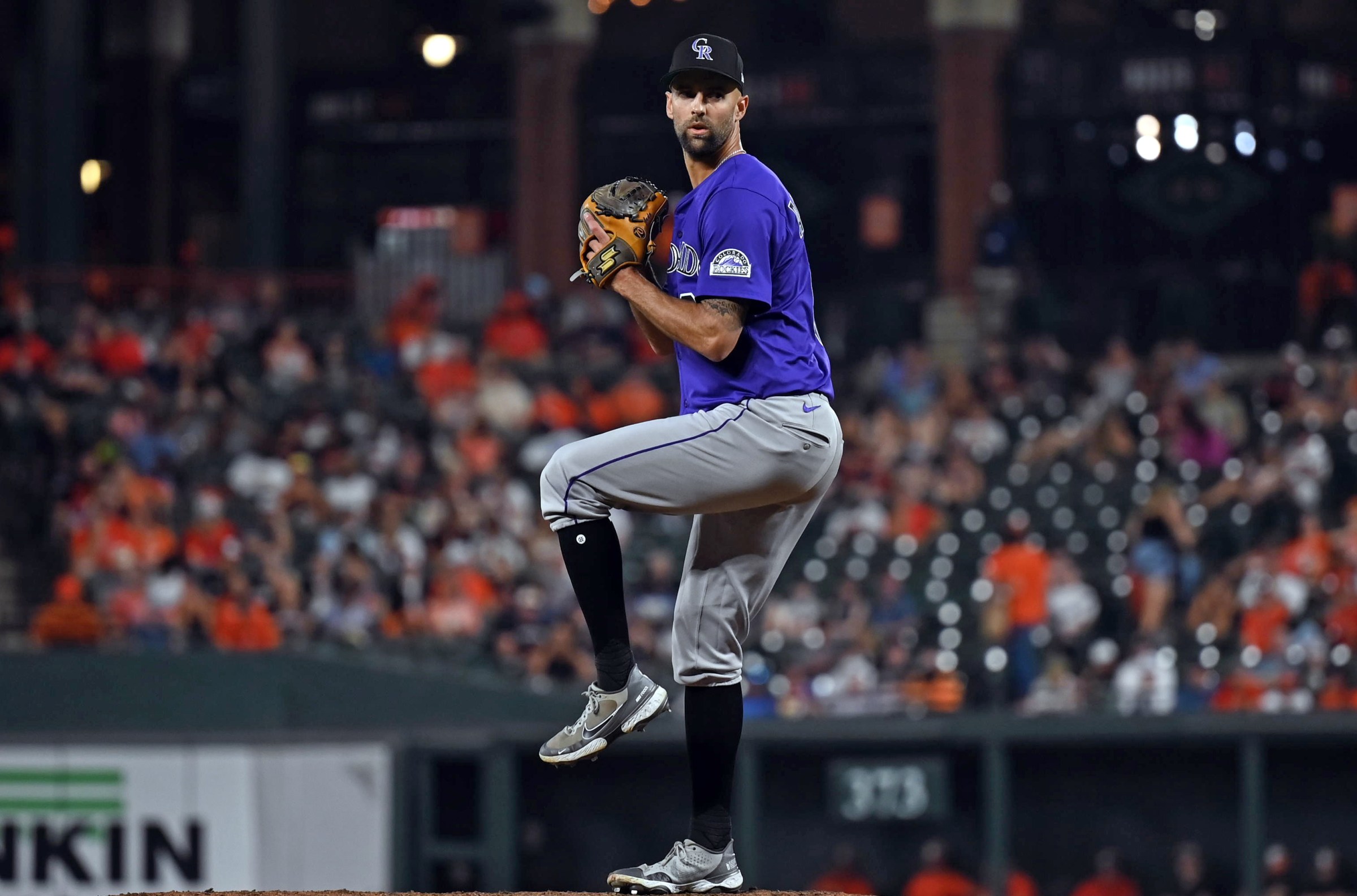 BALTIMORE, MD - JULY 26: Nick Anderson #61 of the Colorado Rockies pitches during the game between the Colorado Rockies and the Baltimore Orioles at Oriole Park at Camden Yards on Saturday, July 26, 2025 in Baltimore, Maryland. (Photo by Alyssa McDaniel/MLB Photos via Getty Images)