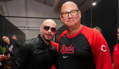 Terry Francona meets Pitbull during Speedway Classic