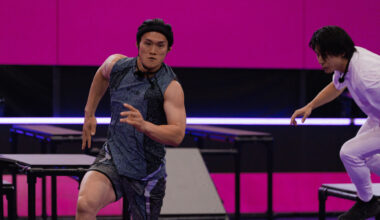 Two Japanese men compete in a race, in Netflix's 'Final Draft.'