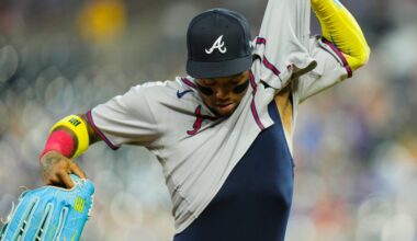 Ronald Acuña hit by pitch in Miami, Brian Snitker ejected