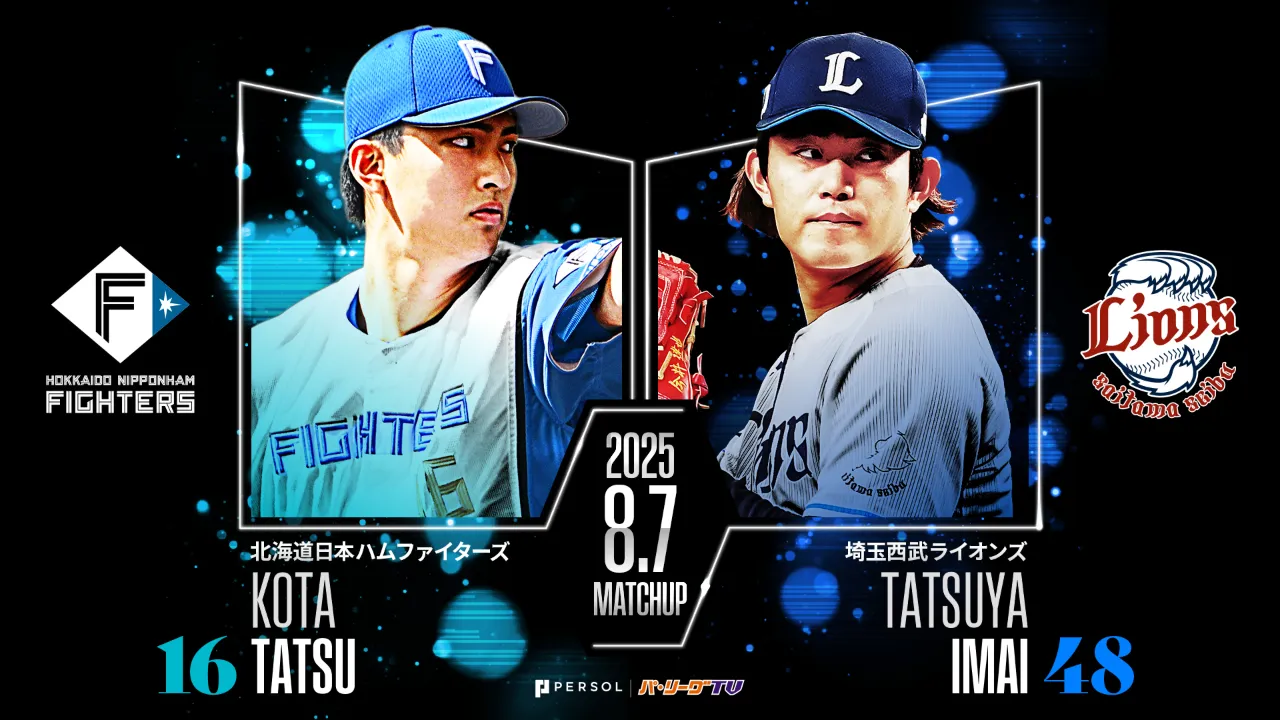 Hokkaido Nippon-Ham Fighters pitcher Kota Kota Tatsu (left) Saitama Seibu Lions pitcher Tatsuya Imai (right) ©PLM