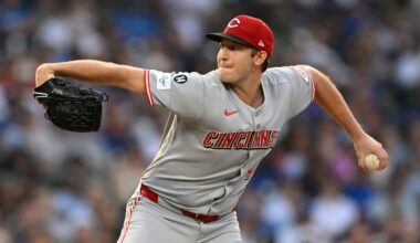 Cincinnati Reds starter Nick Lodolo delivers a pitch during the first inning of a baseball game against the Chicago Cubs Monday, Aug. 4, 2025, in Chicago. (AP Photo/Paul Beaty)