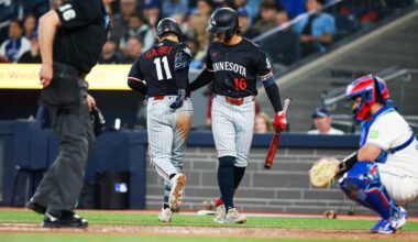 Twins catcher Mickey Gasper hits first career home run