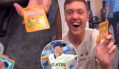 Brewers phenom Jacob Misiorowski pulls rare Pokémon card in clubhouse