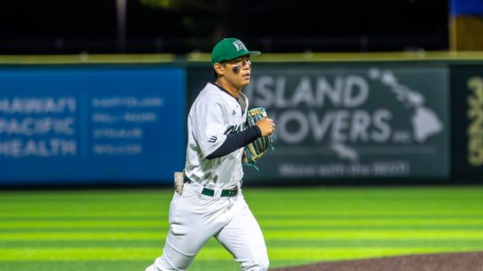 Hawai’i outfielder Matthew Miura comes off the field after recording the third out in a game against UC Santa Barbara on March 15, 2025. Hawai’i outfielder Matthew Miura comes off the field after recording the third out in a game against UC Santa Barbara on March 15, 2025.