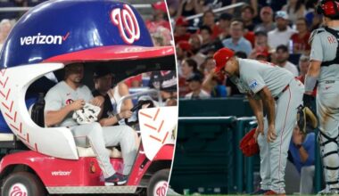 Phillies' Jhoan Duran exits on bullpen cart after getting hit by liner