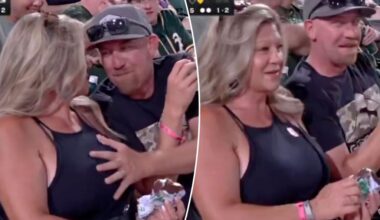 Announcers go silent after sexual act caught on camera during A's-Rangers game
