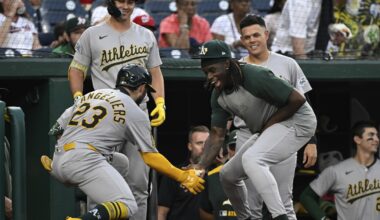 Langeliers homers 3 times as the A's beat the Nationals 16-7
