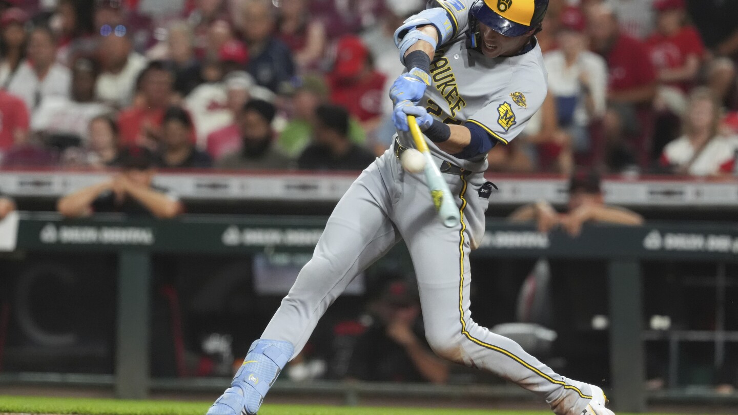Yelich hits 2 HRs as MLB-best Brewers rally past Reds 10-8, tie club record with 13th straight win