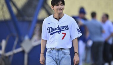K-pop star V of BTS meets Shohei Ohtani at Dodgers game, throws ceremonial pitch