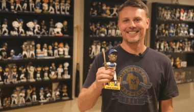 He has collected all 318 Brewers bobblehead giveaways