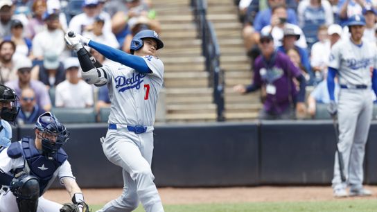 Los Angeles Dodgers designated hitter Shohei Ohtani (17) strikes out against the Tampa Bay Rays during the first inning at George M. Steinbrenner Field. Los Angeles Dodgers designated hitter Shohei Ohtani (17) strikes out against the Tampa Bay Rays during the first inning at George M. Steinbrenner Field.