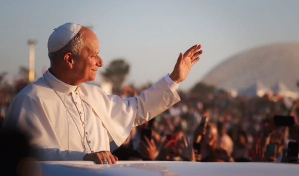 Pope Leo XIV greets hundreds of thousands of youth and pilgrims ahead of a vigil at Tor Vergata, Rome, Saturday, Aug. 2, 2025. Credit: Mateusz Opila