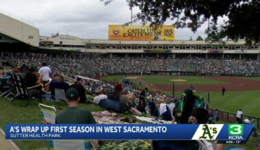 Sacramento fans celebrate the end of Athletics' first season at Sutter Health Park